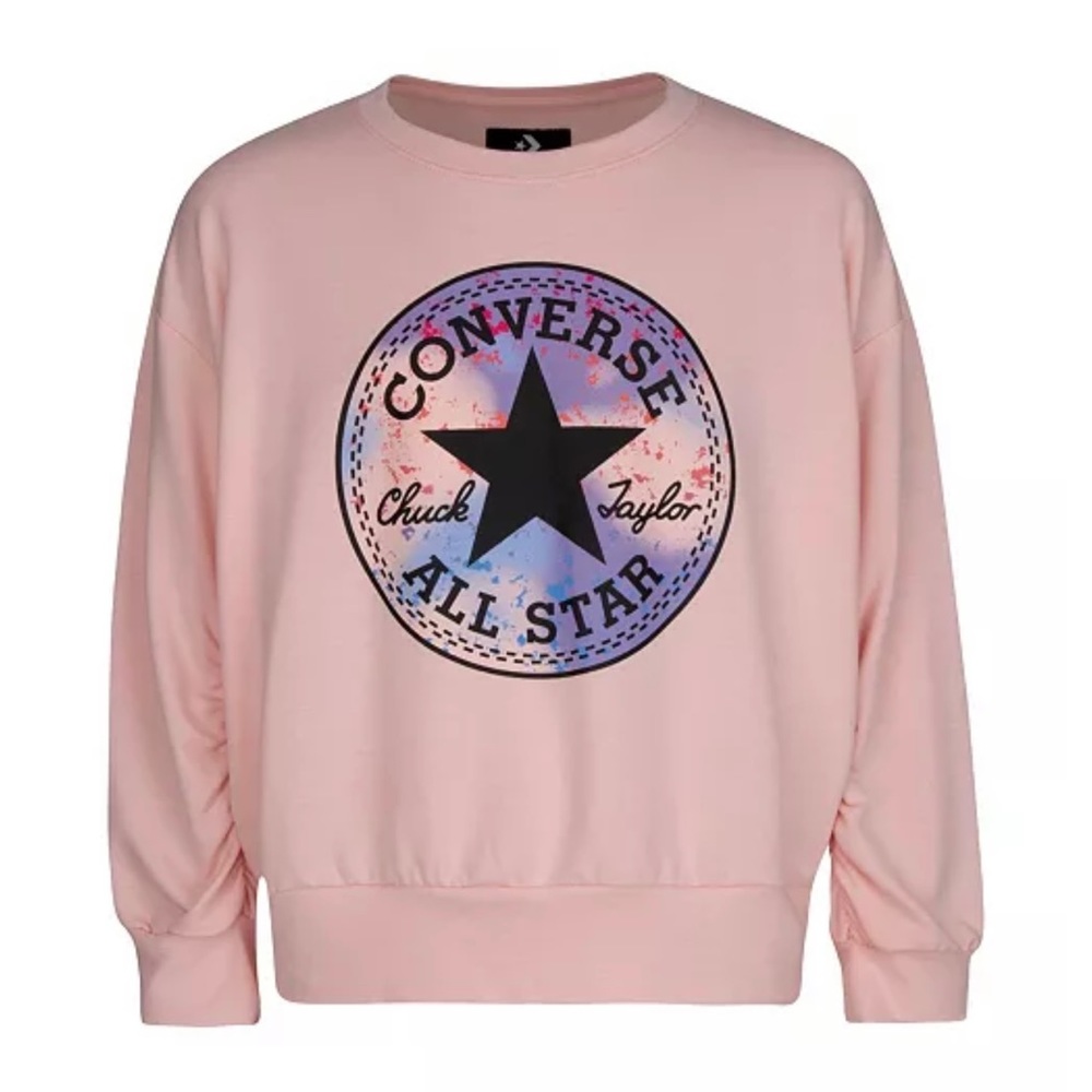 Converse
Big Girls Ruched Chuck Patch Crew Neck Sweatshirt, Size L (Youth)